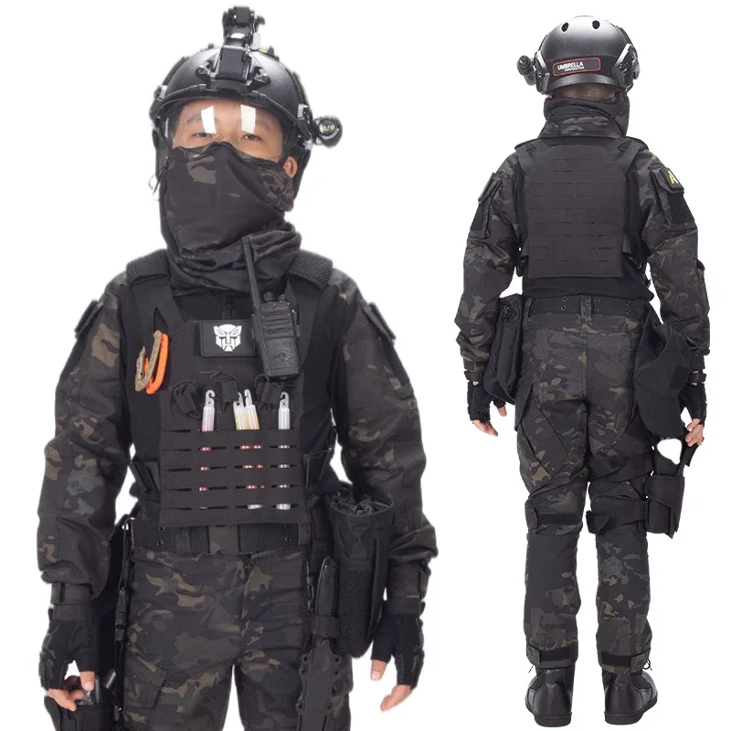 Traje de rana transpirable de camuflaje para niños y niñas, traje BDU para exteriores, vestido familiar de campo CS, campamento de verano - imagen 2