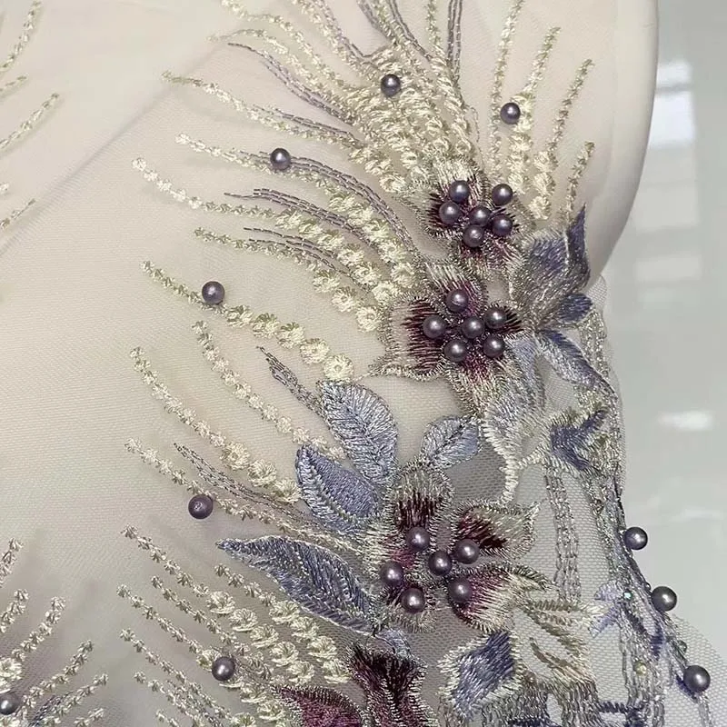 Corpiño de diamantes de imitación con cuentas, adornos y apliques, parches de costura, parche bordado de encaje de flores 3d para vestido de fiesta, 31x53CM - imagen 5