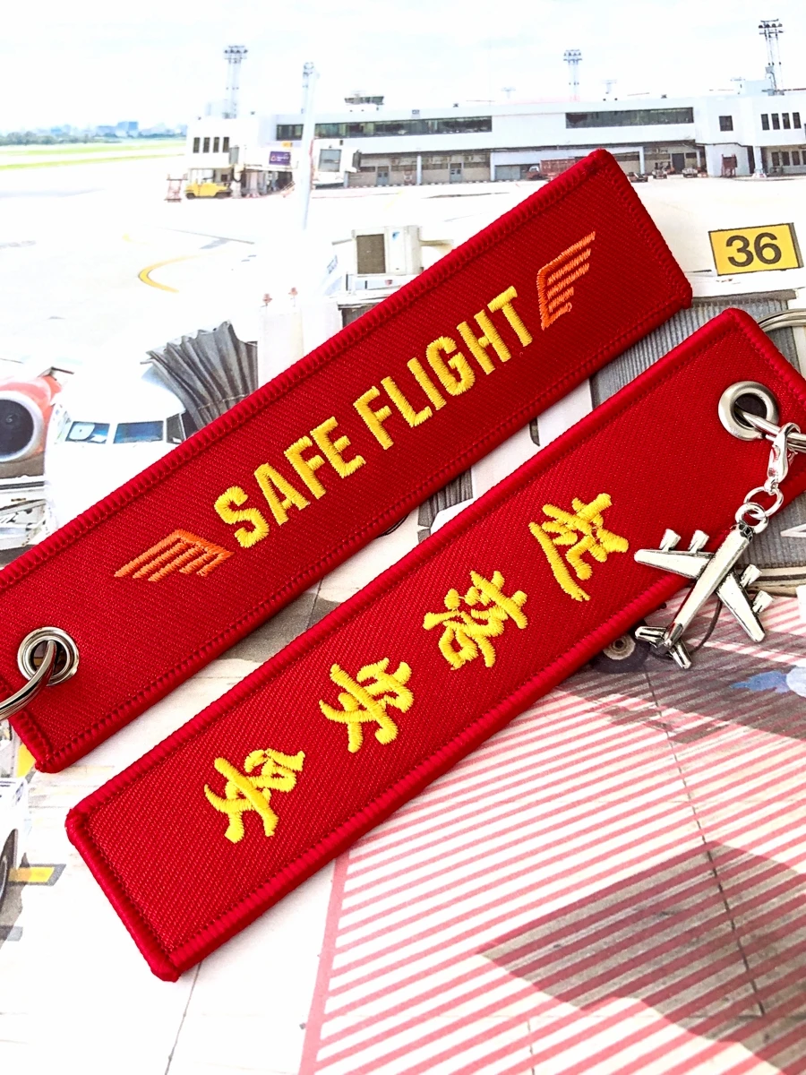 Llavero rojo bordado de seguridad de aviación, anillo de seguridad para equipaje, colgante para equipaje - imagen 4