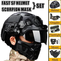 FAST SF Juego máscara táctica media cara malla silicona gafas abatibles