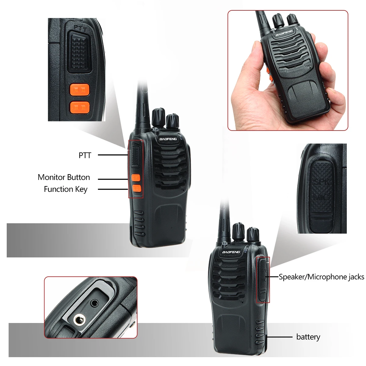 2PCS New Baofeng BF-888S Pro Upgrade Walkie Talkie Wireless Copy Frequency Long Range Portable BF888S Ham Two Way Radio Hunting - imagen 5