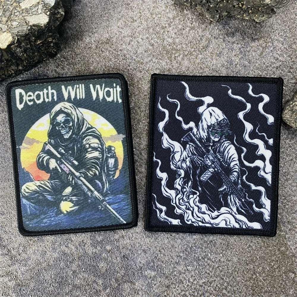 Parches TFD sin niebla tácticos con estampado de moral de vacaciones, gancho y bucle para pistola, insignia de soldado de calavera del ejército militar, brazalete, pegatina para mochila - imagen 2