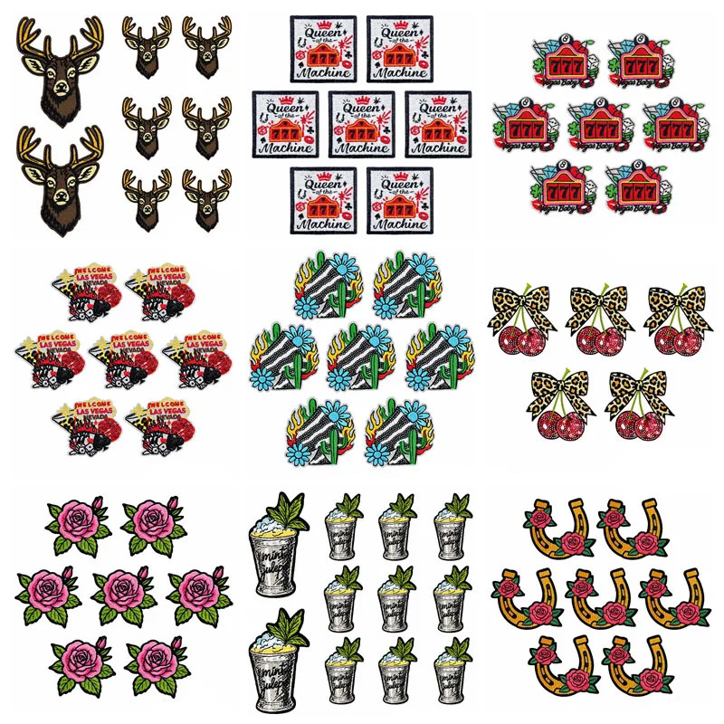 10 unids/lote, venta al por mayor, apliques de lentejuelas de vaquero, parches para planchar para ropa, parches termoadhesivos para coser ropa, parche bordado - imagen 2