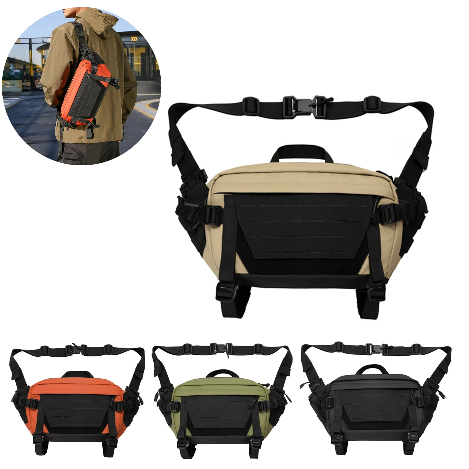 MOLLE-bandolera táctica EDC, bolso de hombro para senderismo, viaje, bandolera, riñonera para el pecho al aire libre, bolsa organizadora multifunción - imagen 2