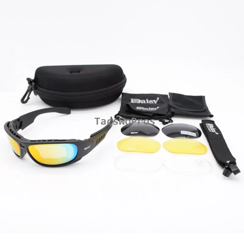 Gafas polarizadas CS para Paintball, lentes de protección de combate táctico para motocicleta, caza, tiro, Airsoft, Kit de 4 lentes - imagen 2