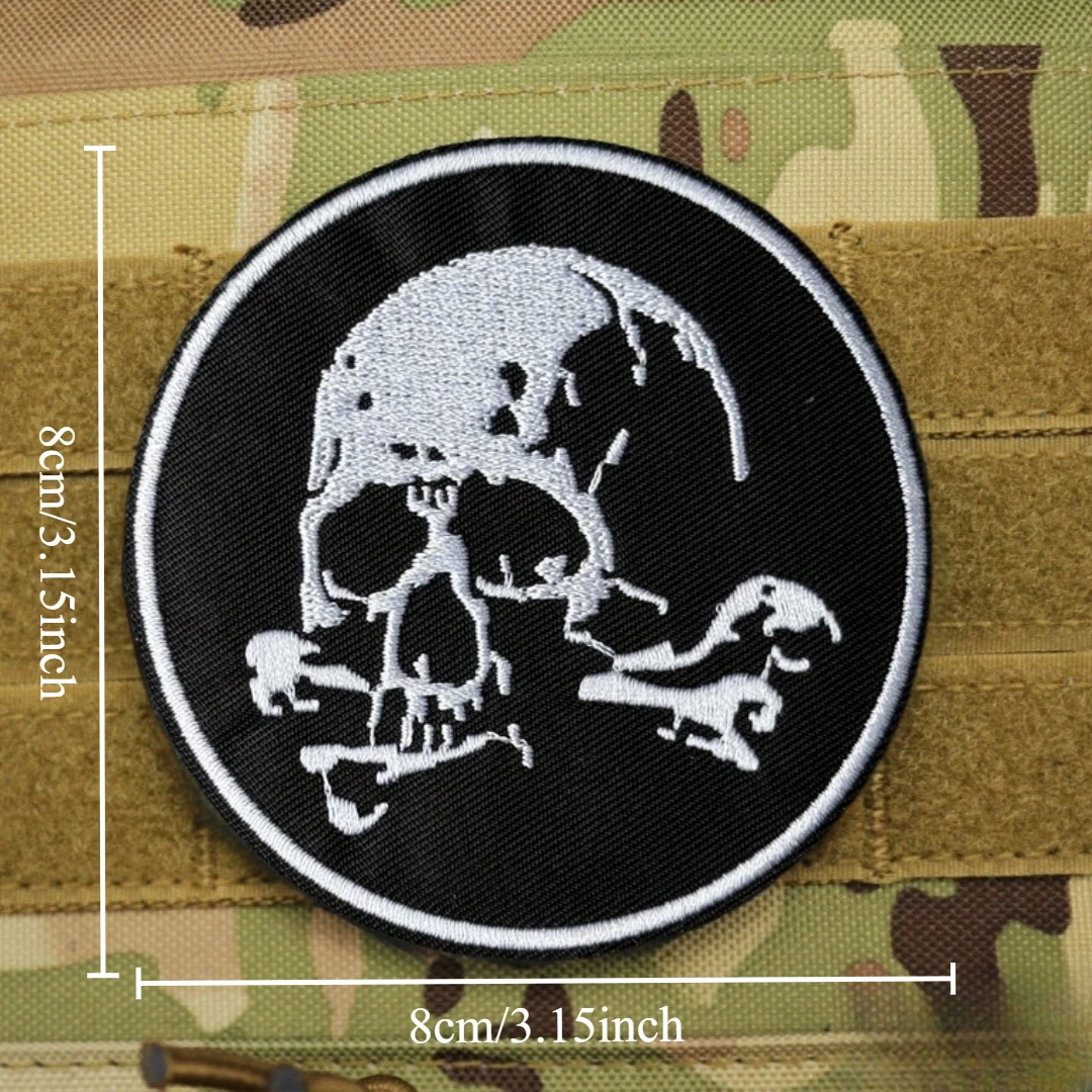 Parche pirata Jolly Roger, insignia de moral táctica, parches de gancho y bucle bordados de calavera para ropa, pegatina de equipo militar - imagen 3