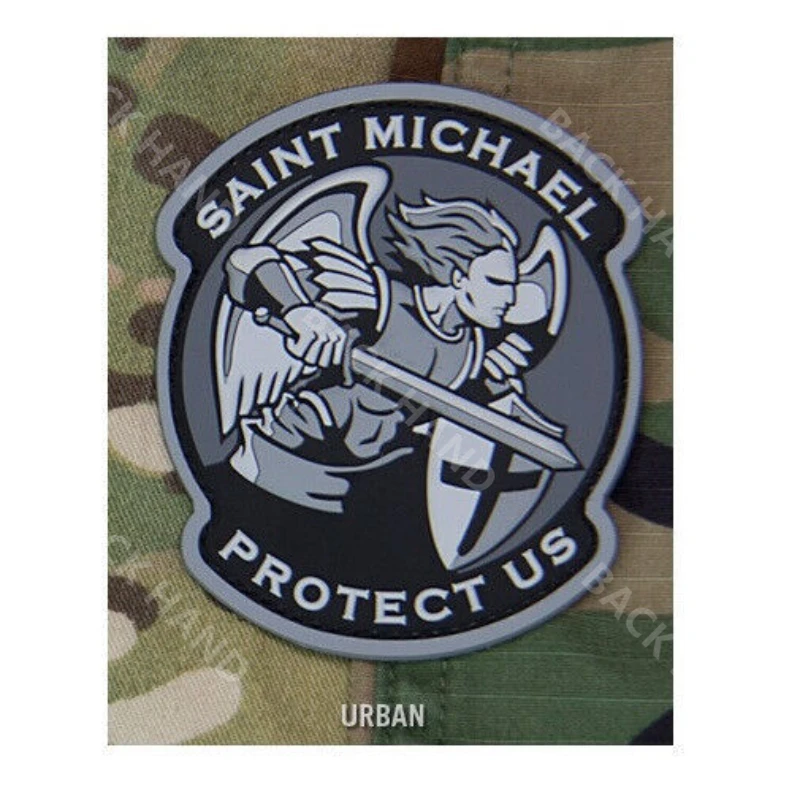 Parche de Saint Michael Protect Us, insignia bordada de PVC 3D de combate táctico de Saint Michael para apliques de gorra, parche para brazalete militar - imagen 5