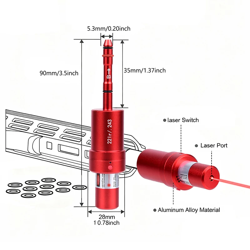 Entrenador láser magnético multifuncional, 9MM/38SPL/223REM, punto rojo/verde, polvo seco, cartucho de entrenamiento láser, función de puntería - imagen 2
