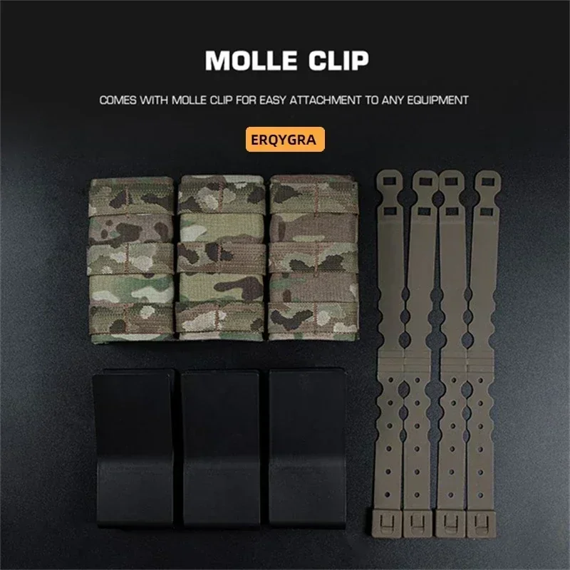ERQYGRA táctico Molle FAST 5,56 Triple Mag bolsa larga revista munición Clip Correa soporte bolsillo caza Airsoft chaleco nuevo equipo - imagen 3