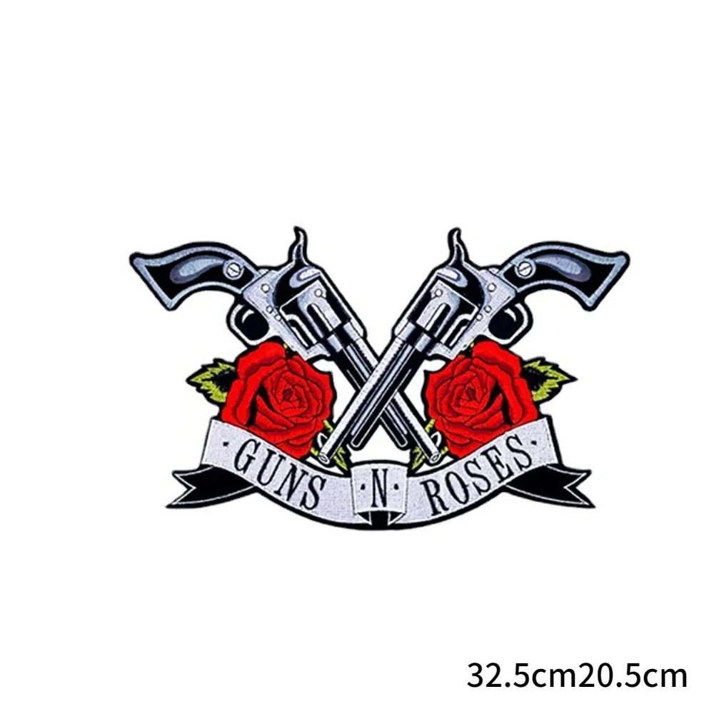 Parche de doble pistolas N Roses, banda de Rock, aplique bordado, chaqueta de planchado, pegatinas de moda, accesorios decorativos de ropa Punk - imagen 5