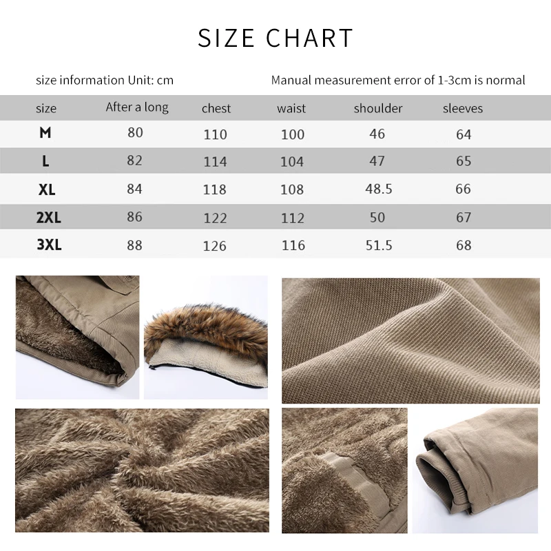 Parkas gruesas para hombre, chaquetas de lana con cuello de piel, Parka cálida a prueba de viento, ropa de invierno, 2022 - imagen 5