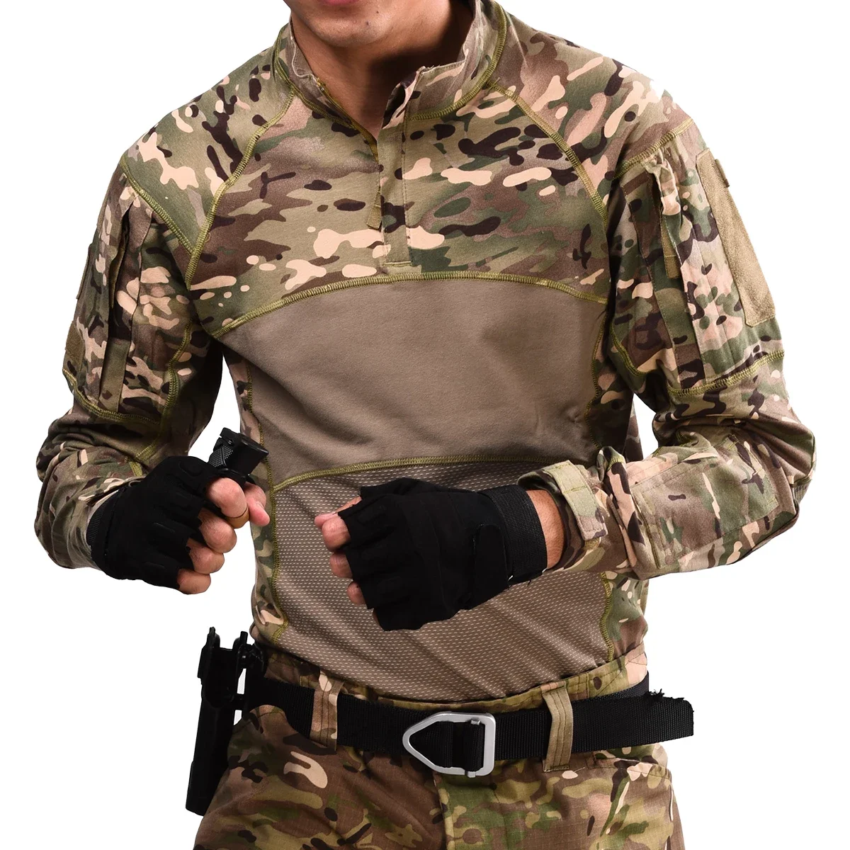 Camisetas tácticas de manga larga de secado rápido para hombre, camisa para exteriores, Airsoft, Paintball, Camping, ropa de caza de manga larga, camisetas deportivas - imagen 2