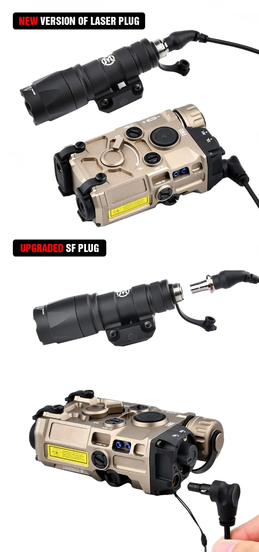 Enchufe táctico de grúa, interruptor de presión de 2,5 MM, 3,5 MM, botón caliente SF para M300M600 Surefir, linterna Wadsn PEQ15 OGL, riel láser de 20MM - imagen 3