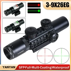Mira táctica 3-9x26 con punto rojo y réflex láser – Montaje Picatinny