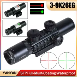Combo táctico 3-9x26EG, mira óptica cruzada roja y verde y mira réflex láser para tiro de caza de largo alcance, montaje en riel de 11/20mm