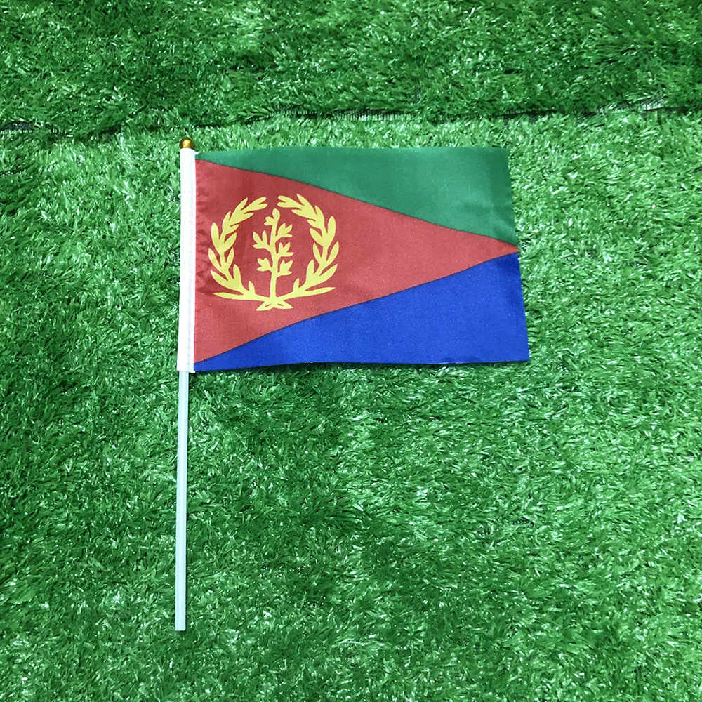 Bandera de Eritrea de poliéster con asta de plástico para decoración - imagen 4