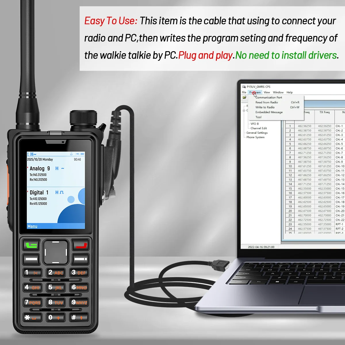 Cable USB programación ABBREE AR-880 para radio DMR - imagen 4