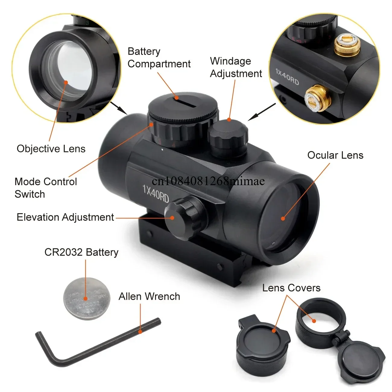 Mira telescópica holográfica de punto rojo/verde/cruzada, óptica táctica, compatible con rieles de 11 y 20mm, miras de caza, 1x40 - imagen 4