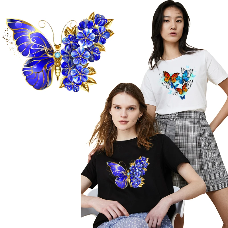 Pegatina térmica de flor de mariposa para ropa, transferencia de calor para ropa, unicornio, transferencia de hierro para ropa, apliques de camiseta - imagen 3