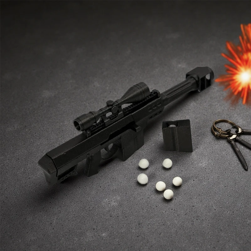 Mini Barrett M82 llavero de juguete con estampado 3D funcional pistola Blaster llavero de juguete Cool niños regalos de descompresión mochila colgante - imagen 2