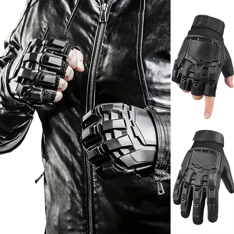Guantes tácticos transpirables de carcasa dura, guantes completos/medio dedo para motociclismo, ciclismo, accesorios para exteriores