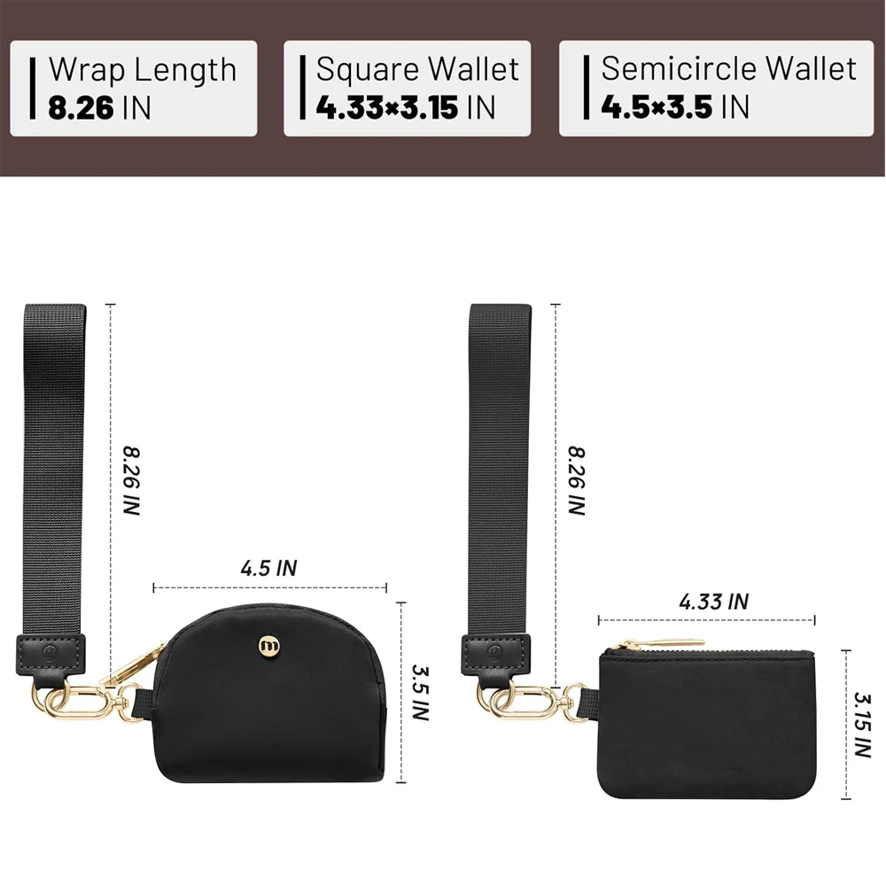 Cartera con llavero, Mini billeteras con cremallera alrededor de la muñeca para mujer, bolsa doble desmontable, monedero portátil, billeteras pequeñas - imagen 4