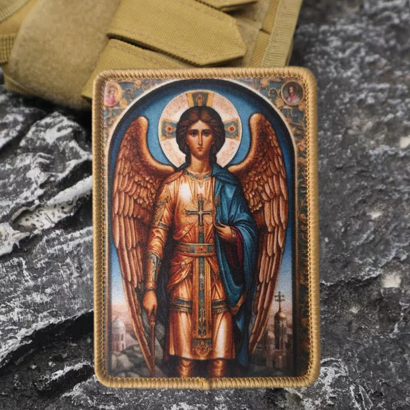 Parche con estampado del Arcángel Michael, chaleco táctico, insignia de moral con gancho y bucle, pegatinas decorativas para mochila, parches para brazalete para ropa - imagen 2