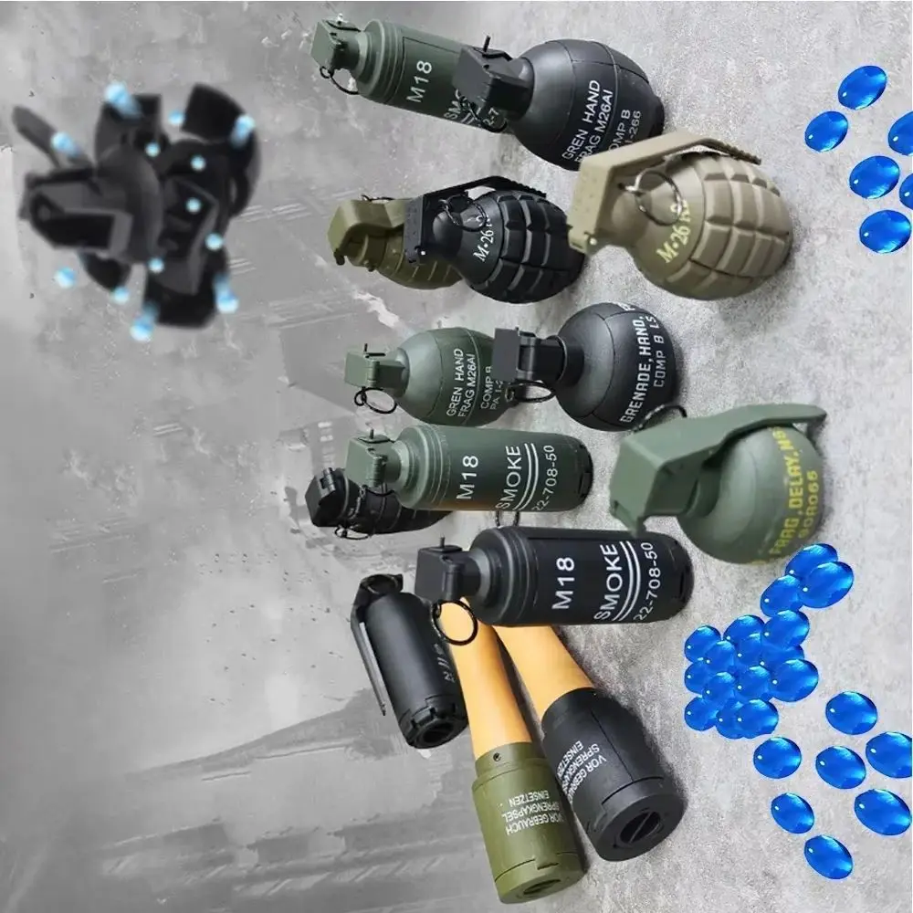 F2PCS Granadas de impacto alimentadas por resorte Granadas de mano tácticas de plástico M67, modelo de juguetes para Airsoft Paintball CS juego de rol Prop - imagen 2