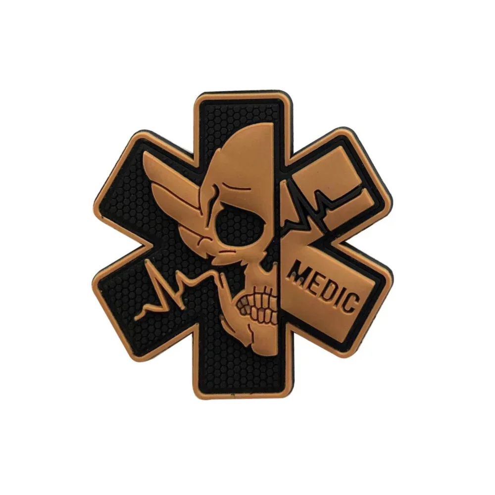 Emblema médico de calavera, brazalete de aire médico, parche de gancho y bucle de PVC, pegatina para mochila, accesorios tácticos, insignia de moral - imagen 4