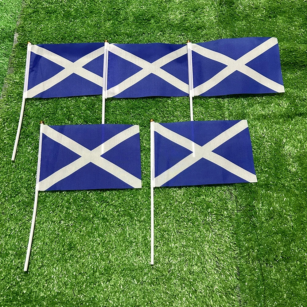 BANDERA SKY 21*14cm Banderas escocesas onduladas a mano con poste de plástico para actividades deportivas decoración del hogar - imagen 4