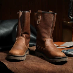 Botas de cuero vacuno impermeables para trekking y táctico