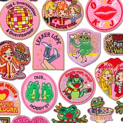 Nueva serie rosa DIY, emblema de Oeteldonk de País de tierras, parches bordados, parches para planchar para ropa, parche de rana de Carnaval de País de tierras