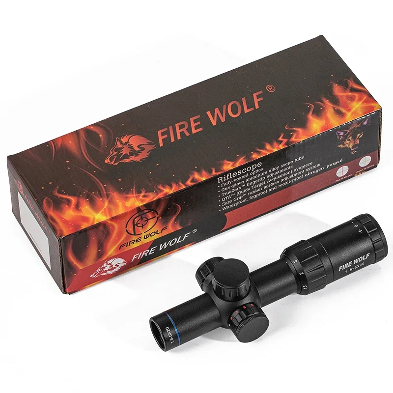 Fire Wolf HD 1,5-5X20 mira telescópica verde rojo retícula mira punto alcance francotirador caza mira táctica Rifle alcance Airsoft pistolas de aire