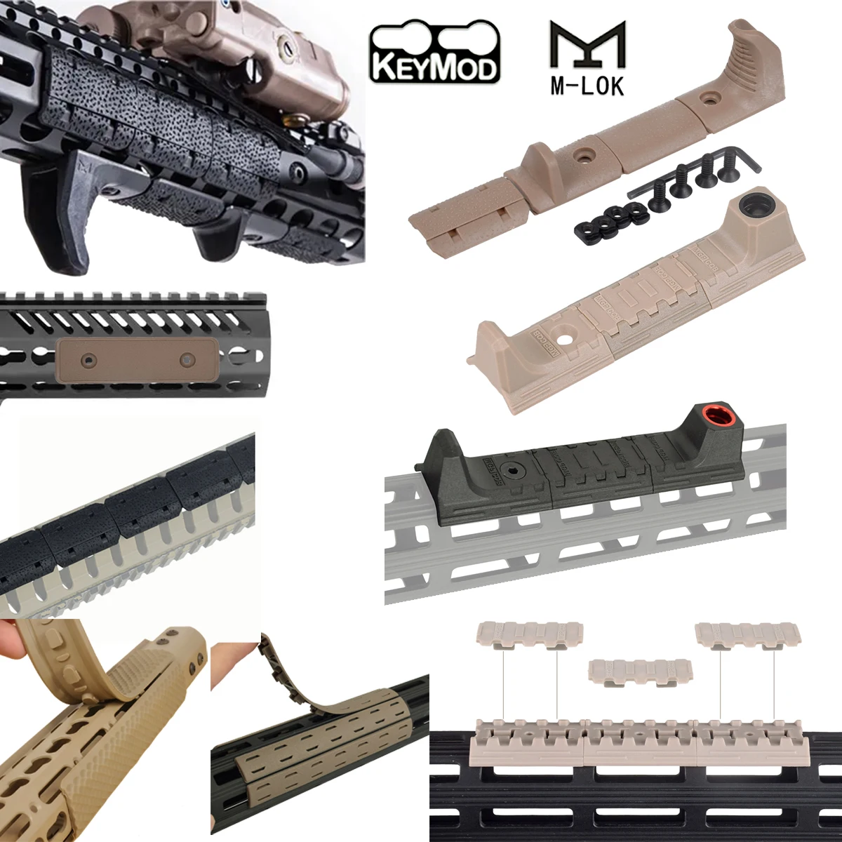 Kit de cubierta de riel táctico Keymod M-LOK, Rifle de caza Airsoft MLOK, Protector de tope de mano BCM Keymod MOD Rail con soporte de orificio giratorio
