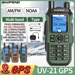Baofeng UV 21 GPS Walkie Talkie 10W Frecuencia de copia inalámbrica AM/FM Banda completa Radio impermeable de largo alcance UV-17 PRO GPS actualizado
