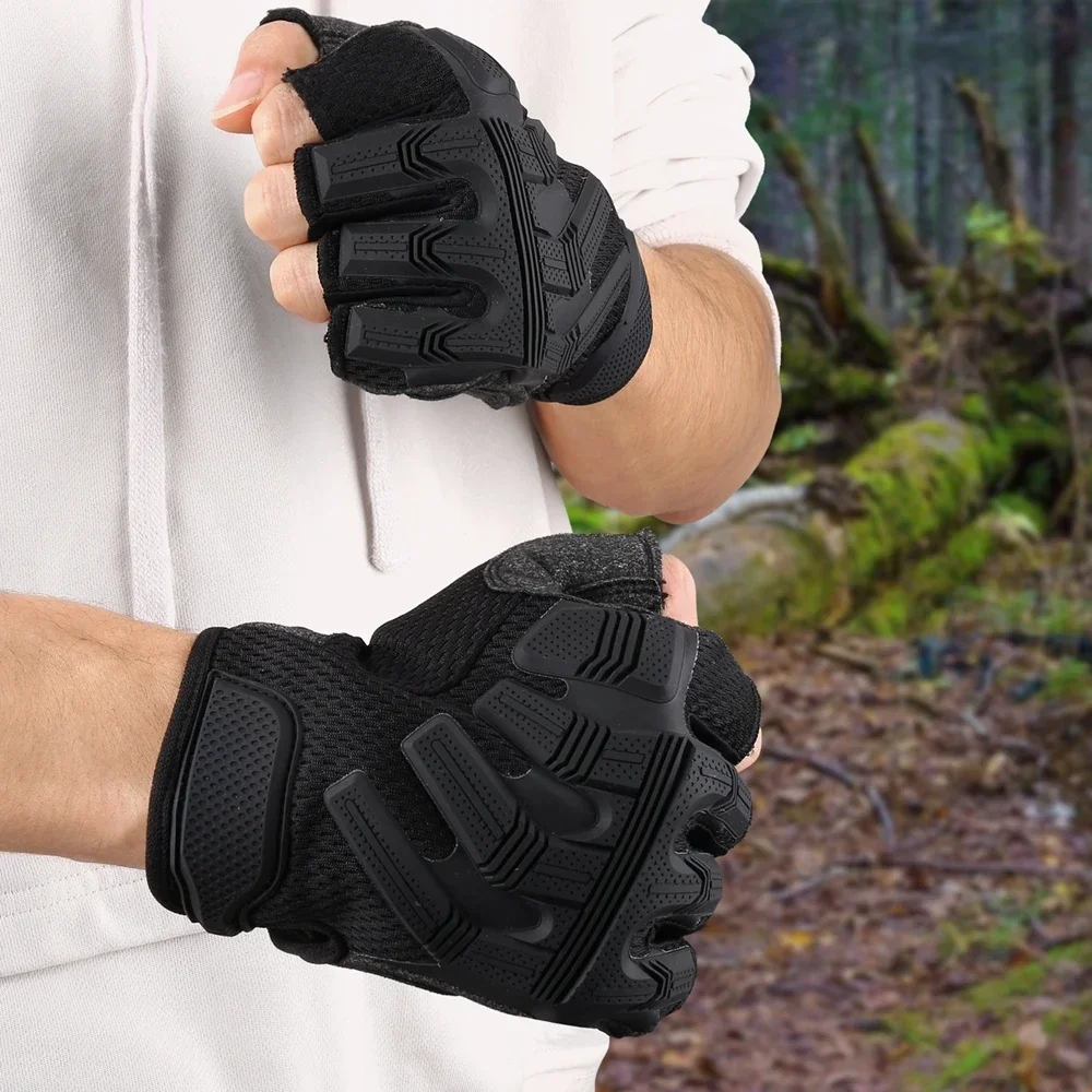 Guantes tácticos de medio dedo para exteriores, manoplas antideslizantes sin dedos para deportes, combate, caza, tiro, Paintball, Airsoft, trabajo en bicicleta - imagen 4