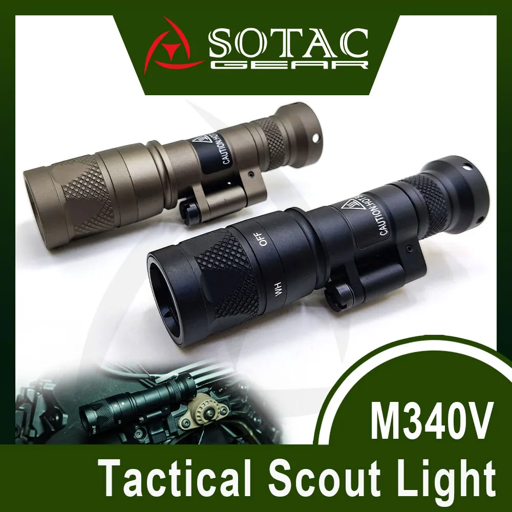SOTAC-minilinterna LED táctica M340V, luz blanca con interruptor de presión remoto, Riel de 20mm - imagen 2