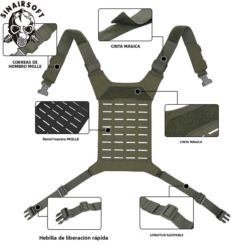 SINAIRSOFT táctico D3 SS MK aparejo de pecho caza Airsoft Molle chaleco aparejo de pecho correa chaleco Universal equipo de Panel trasero
