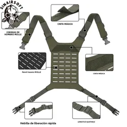 Chest Rig Táctico Modular MOLLE Gris – Chaleco portacargadores regulable