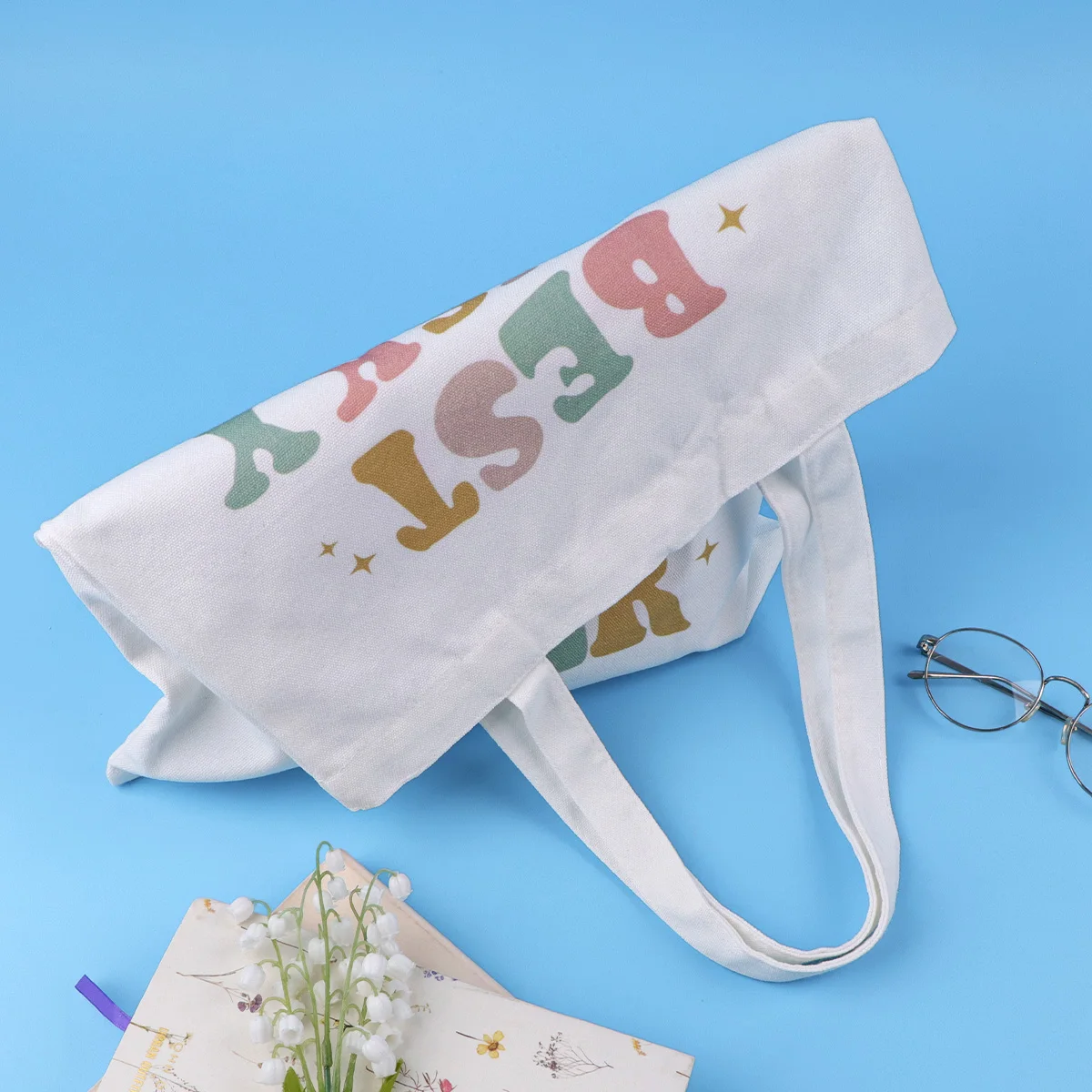 MEJOR HUSKY Bolso de mano de lona, bolso de compras para mujer, bolso de hombro de colegio plegable, bolsa de almacenamiento de moda - imagen 5