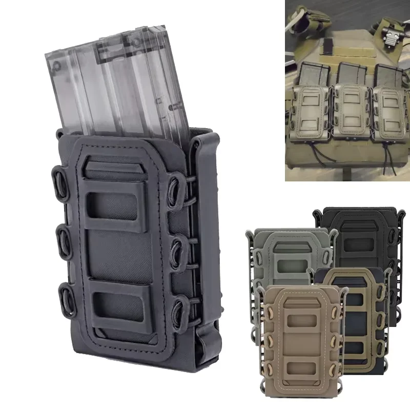 Bolsa táctica para revistas Molle para Ar15 M4 5,56 7,62mm Scorpion Fast Mag liberación rápida Mag TPR funda ajustable - imagen 5