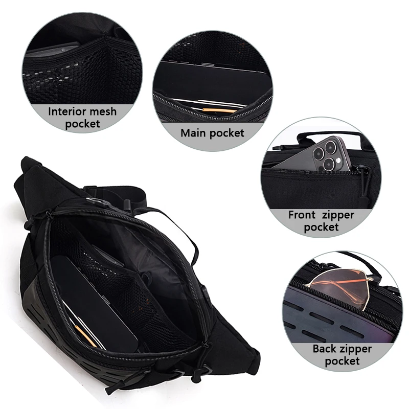 Mochila multifuncional para senderismo al aire libre para hombre, bolso de cintura duradero de tela Oxford impermeable, bolso cruzado de viaje de gran capacidad - imagen 3