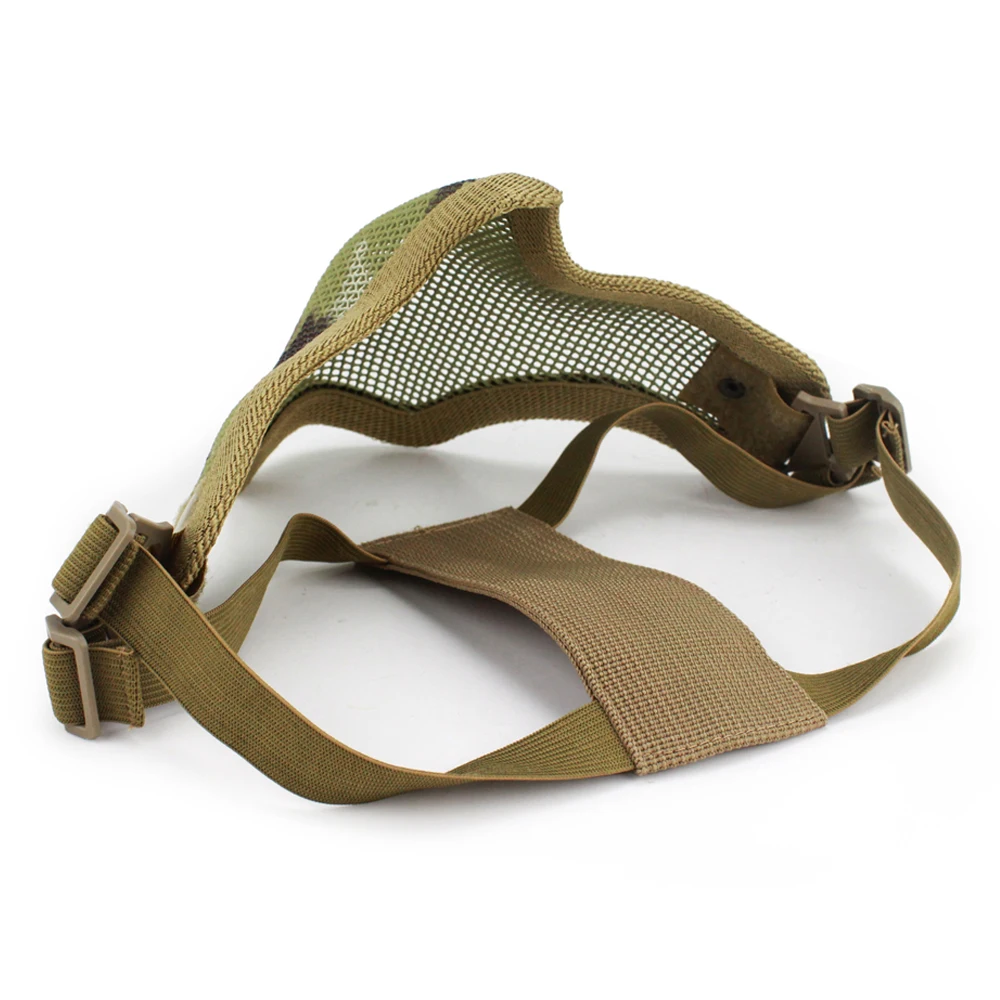 Mascarilla Militar Airsoft, máscara transpirable de malla de acero con bajo contenido de carbono, protección para tiro de Paintball, media cara, caza, táctica del ejército - imagen 3