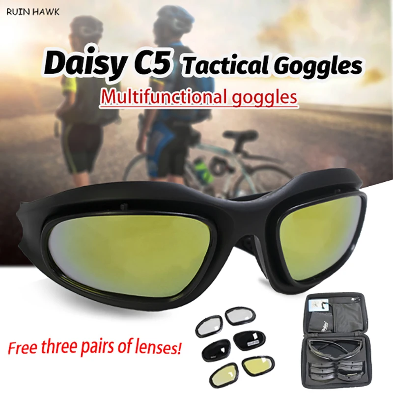 Daisy C5 gafas militares Storm del desierto 4 lentes deportes al aire libre caza gafas de sol Anti UVA UVB X7 polarizado juego de guerra motocicleta Glasse - imagen 2