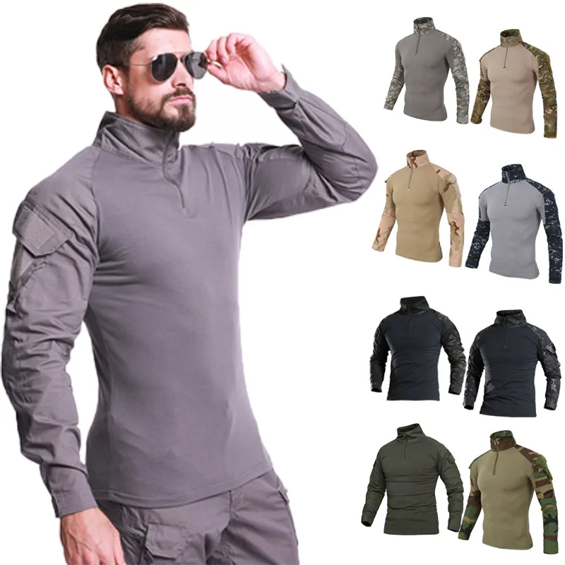 Camiseta táctica para hombre, camiseta de manga corta de secado rápido, ropa de caza, camiseta de senderismo al aire libre a la moda - imagen 2