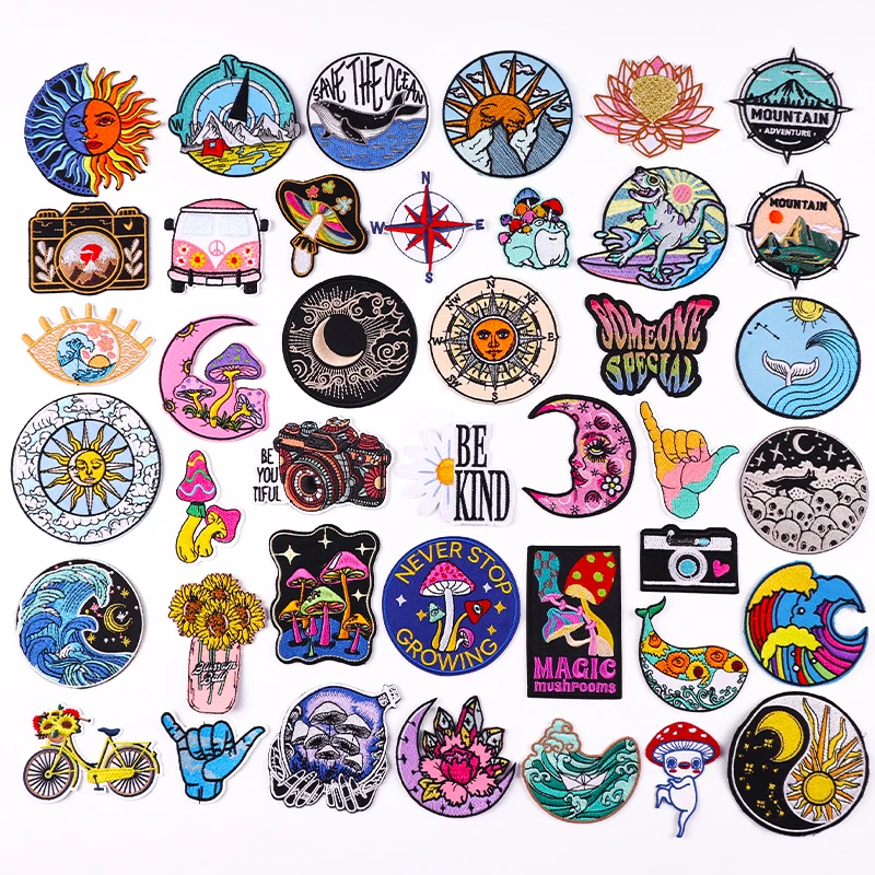 Parche DIY de dibujos animados/luna, parche bordado de setas, parches para planchar para ropa, parches termoadhesivos para chaquetas, pegatinas para coser - imagen 4