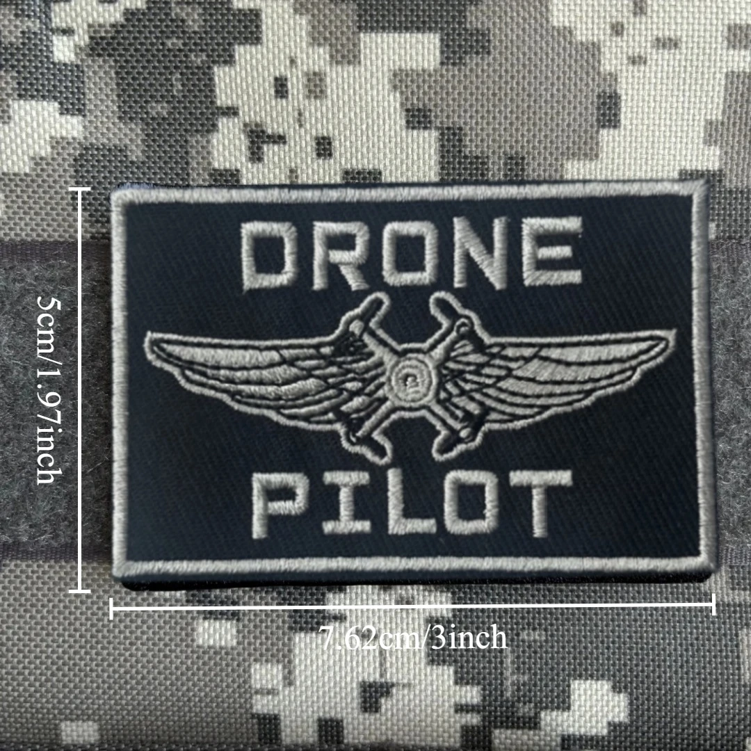 DRONE PILOT-insignia de moral táctica divertida, parches bordados de gancho y bucle para ropa, brazalete del ejército militar, pegatina para mochila - imagen 3