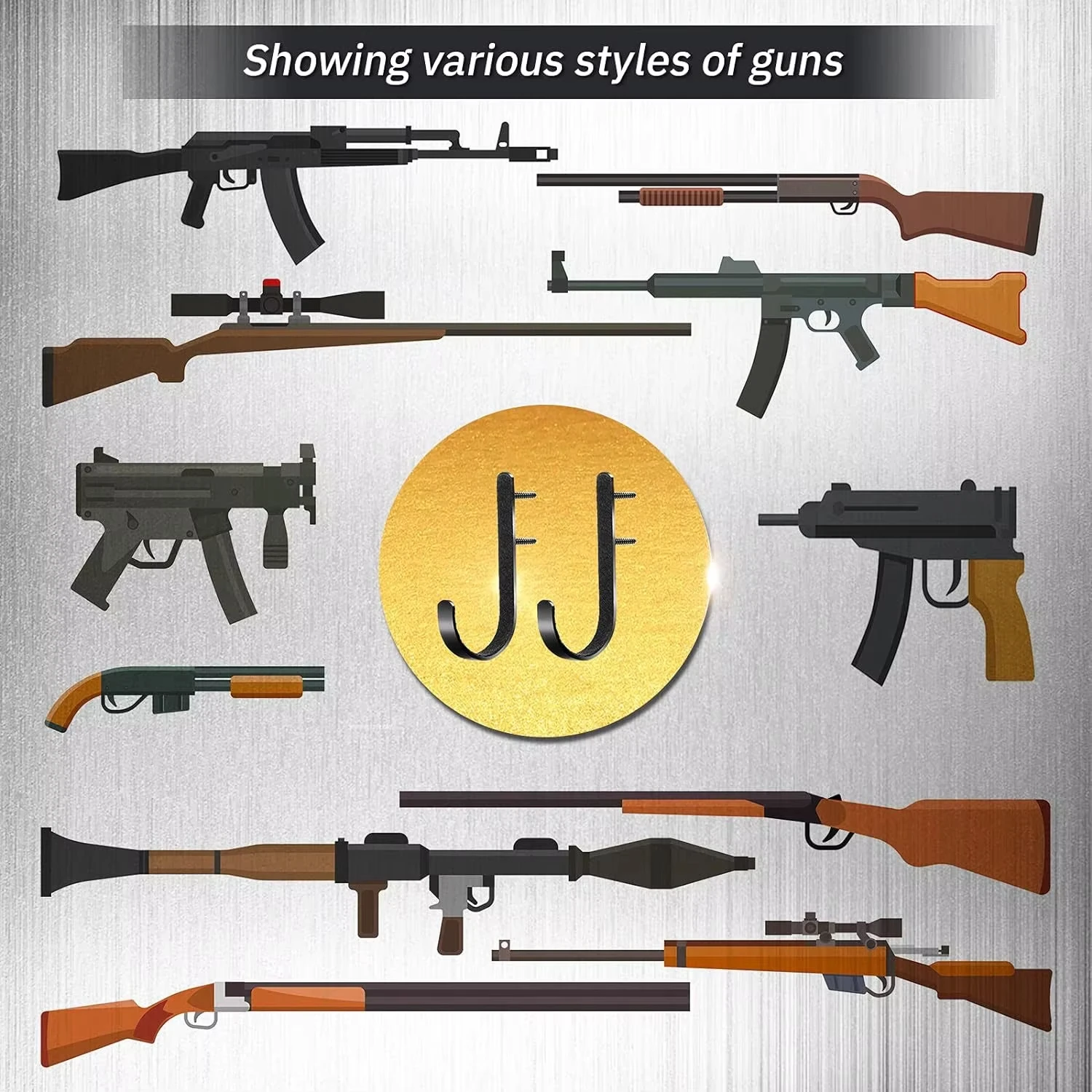 Estante para pistola, almacenamiento para Rifles, ganchos para escopeta, colgadores de montaje en pared para cualquier Rifle, escopetas, arco de tiro con arco con acolchado suave y pesado - imagen 3