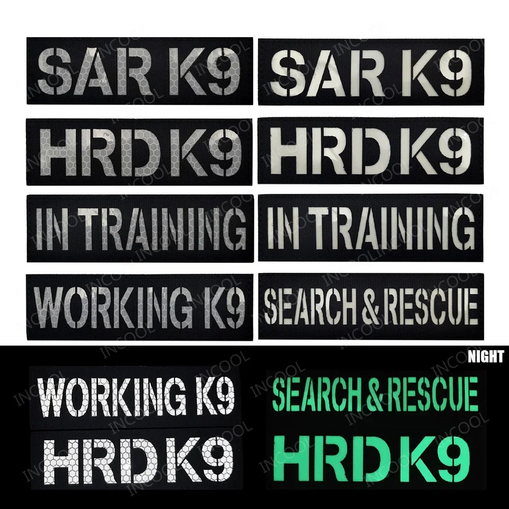 Parches reflectantes para entrenamiento de perros, parches K9 luminosos SAR, insignias decorativas bordadas para mejor amigo, arnés para ropa, chaleco para mascotas - imagen 2