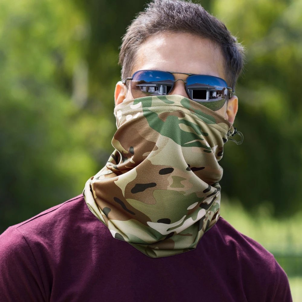 Mascarilla facial militar de camuflaje para pesca, máscara deportiva para caza, senderismo, ciclismo, Multicam, Bandana transpirable, cinturón ajustable, polaina para el cuello, bufanda para hombres - imagen 2